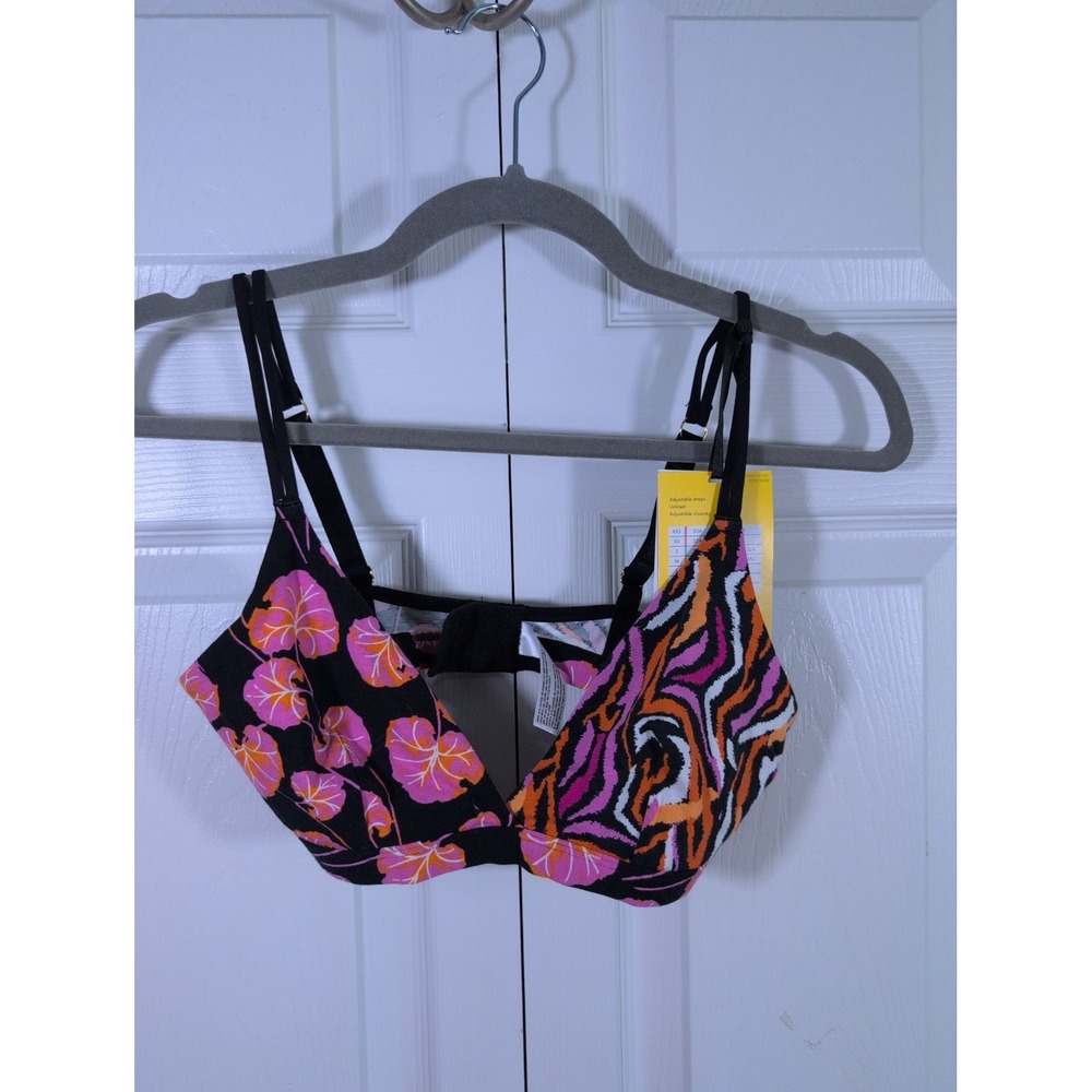 Diane Von Furstenberg x Target Black Pink Flower Bralette M New
